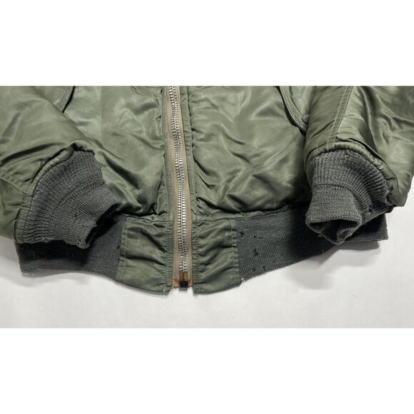 Vintage Reversible Distressed Military Bomber Jacket in Green Orange - Picture 2 of 6